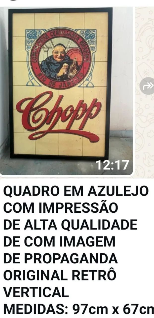 Quadro original Atlantis/Ambev,  raridade , Chopp em Azulejo 97x67cm