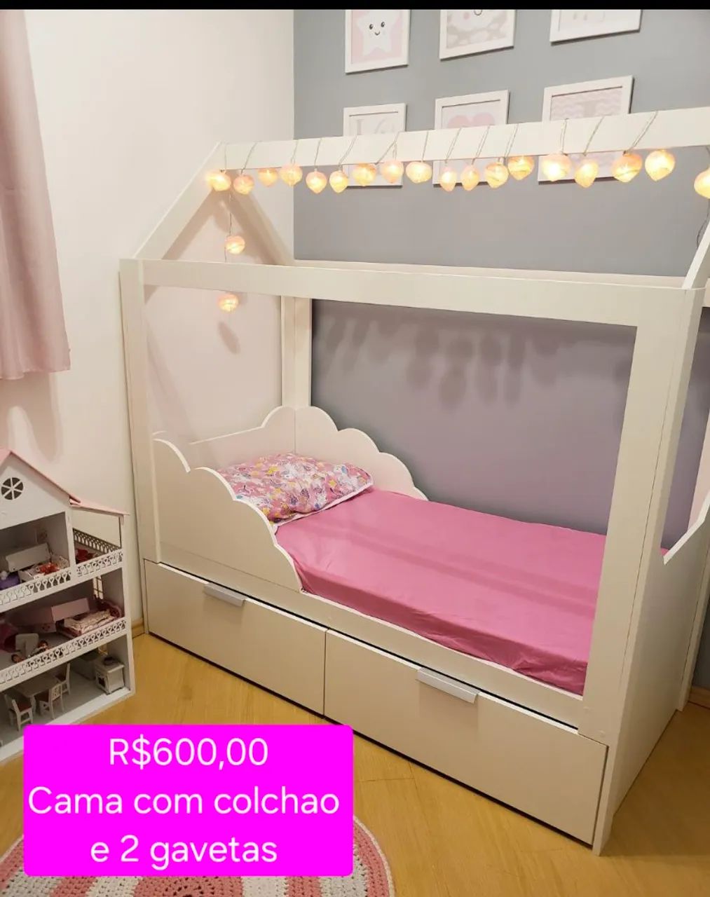 Cama com 2 gavetas + colchão 