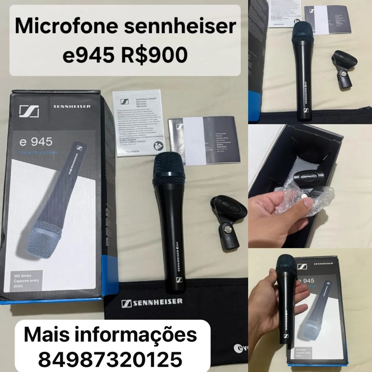 MICROFONE COM FIO SENNHEISER E MICROFONE SEM FIO