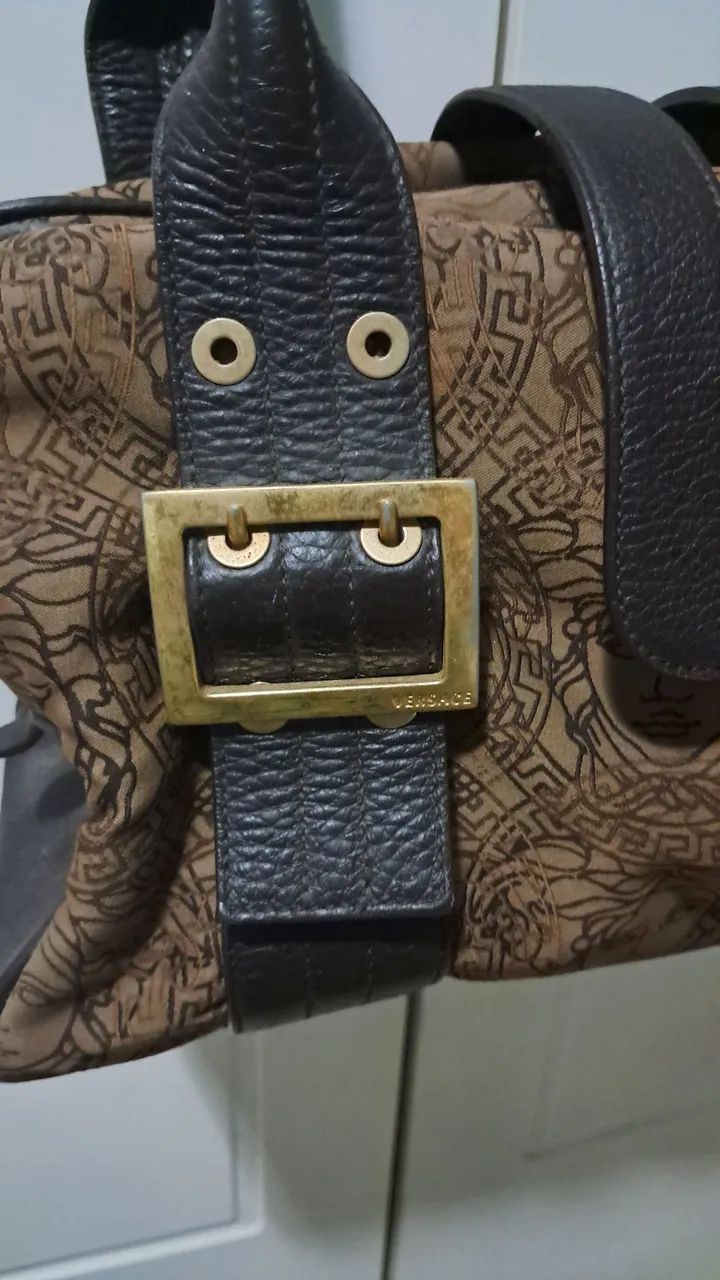 Bolsa Versace Original em Couro e tecido - Foto 2