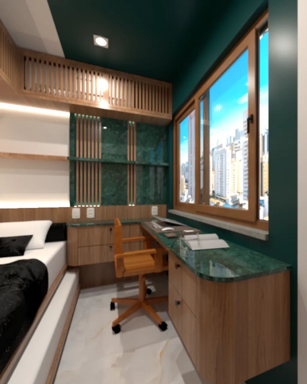 Projeto de escritório-arquitetura de interiores-escritório-quarto projetado-sala comercial