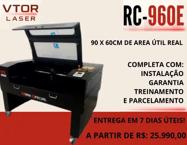 Máquina de corte a laser 90x60cm 80w nova e compacta.