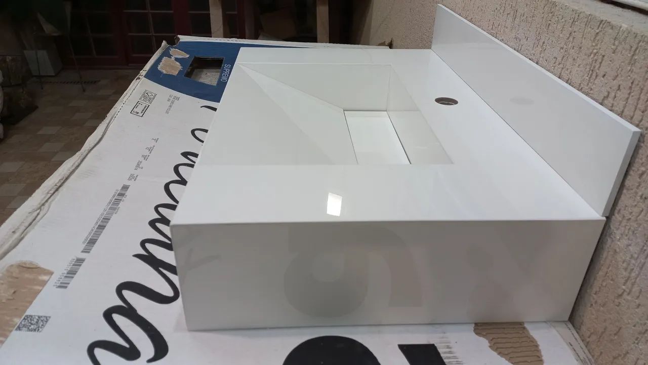 Pia bancada cuba esculpida em porcelanato para banheiro e lavabo 62x40 - Foto 3