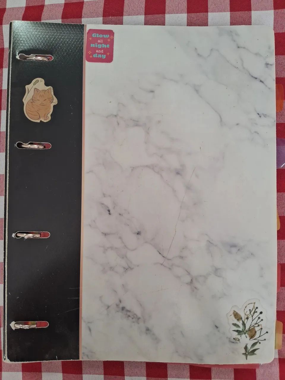 White Marbled Index Card File with 8 Subjects