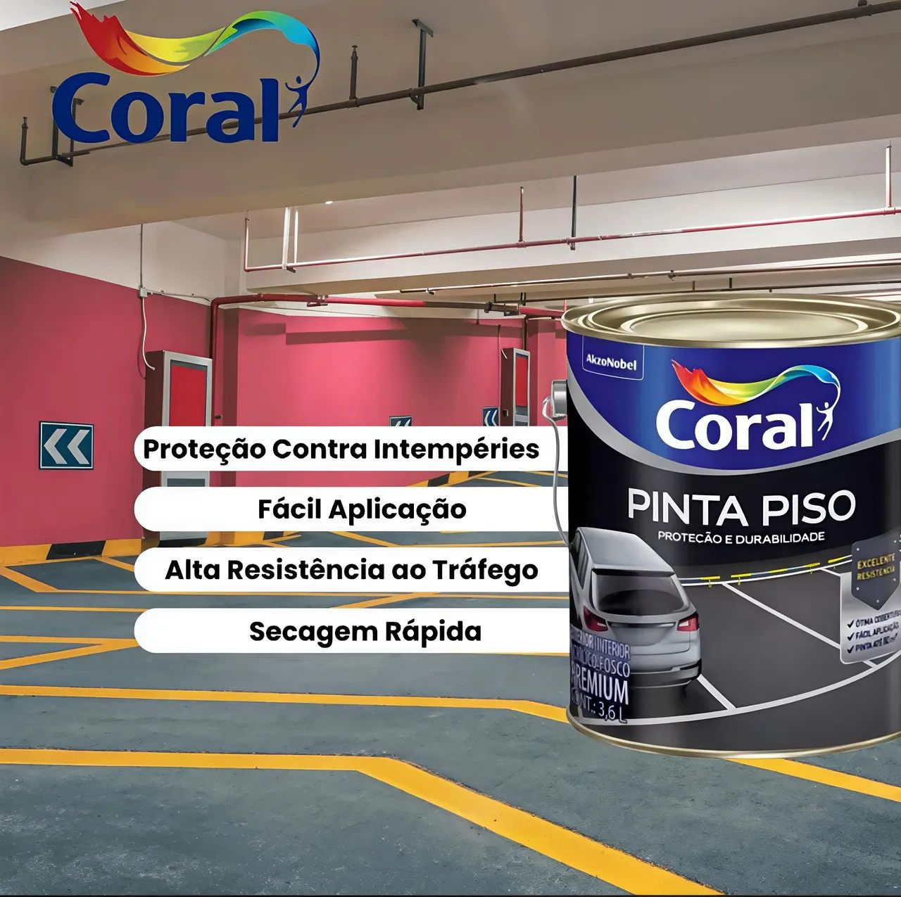 Tinta Piso Cinza Escuro Coral 3.6lt - Foto 3