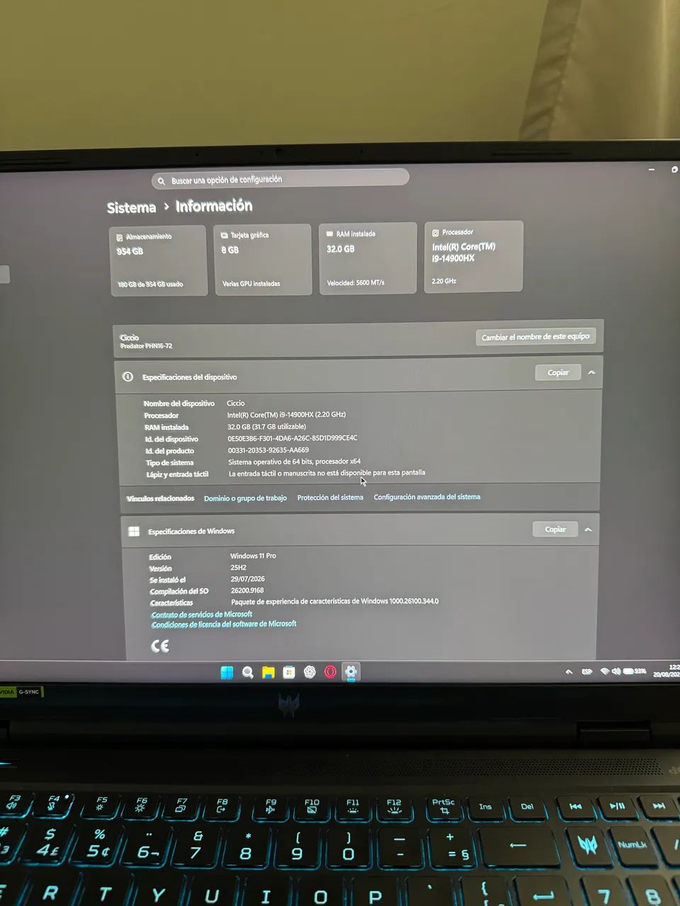 Notebook Helios Neo 16 Core i9 32gb Ram RTX 4070 1tb SSD - Foto 3