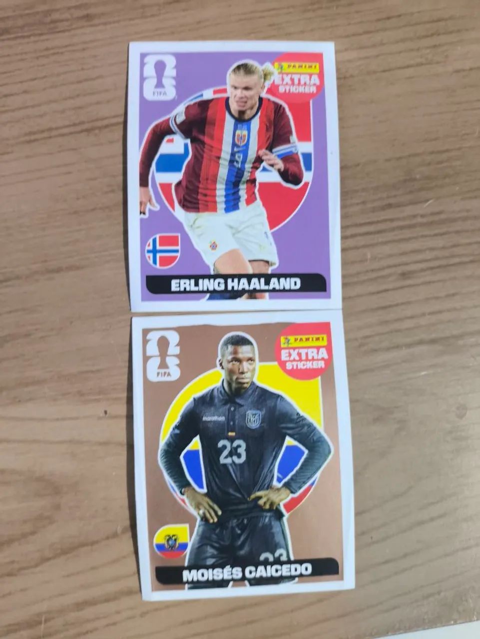 Extra sticker da copa Haland e caicedo
