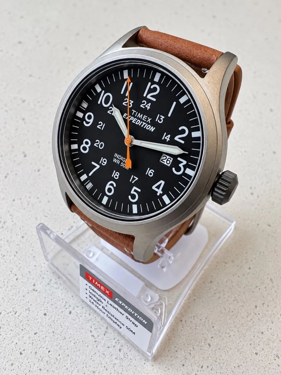 Relógio Timex Expedition Scout 40mm prata e couro - Foto 3