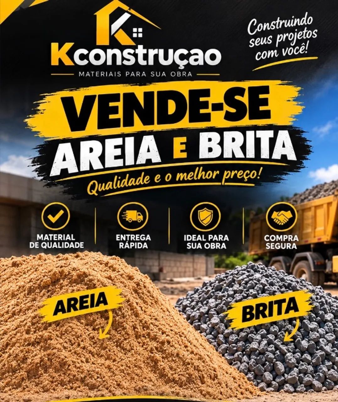 Vende- se areia e brita 