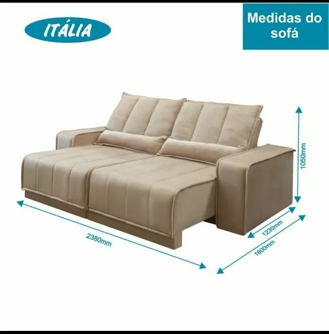 Sofá Retrátil e Reclinável Itália, Assento com Molas - Estofados Linhares - Foto 4