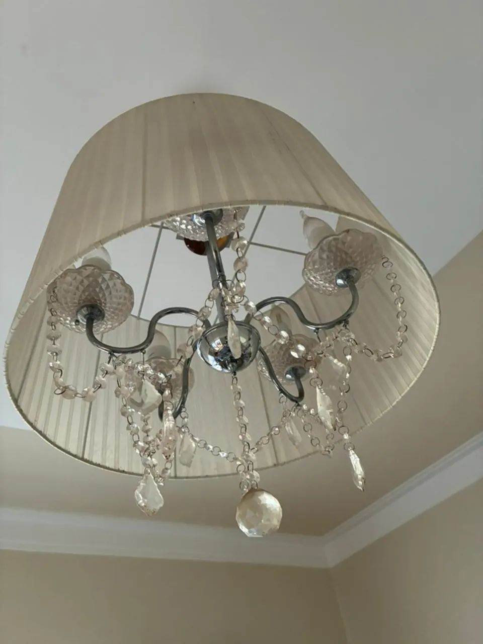 Lustre Cúpula Branca Cristal - Foto 3
