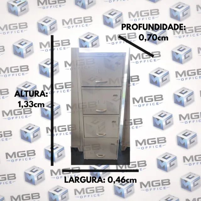 Arquivo de Aço com 4 Gavetas - 1,33x0,46x0,70cm - ENTREGAMOS DF E ENTORNO - Foto 5