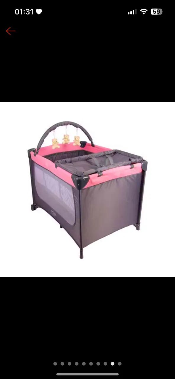 Berço chiqueirinho rosa semi novo