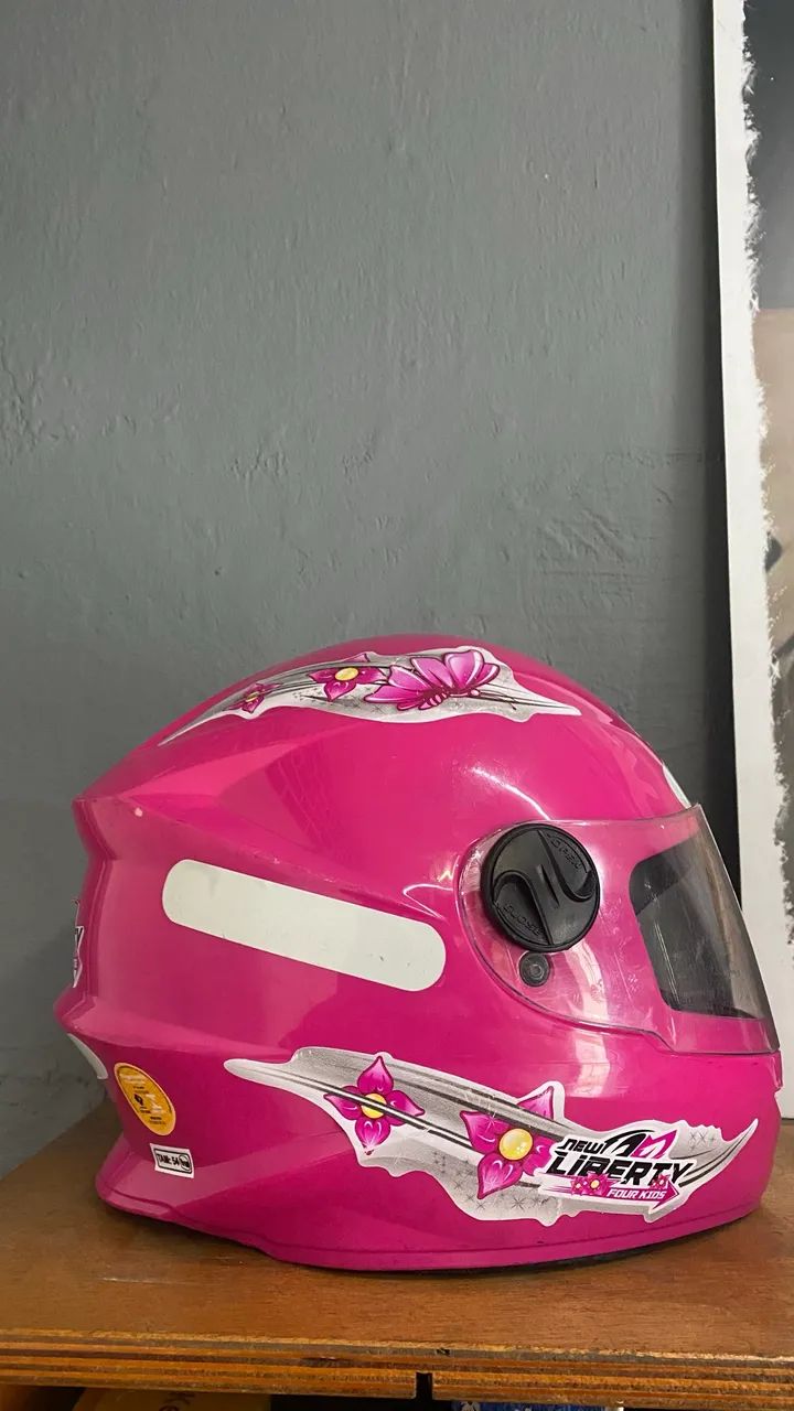 Capacete de moto infantil rosa  - Foto 5