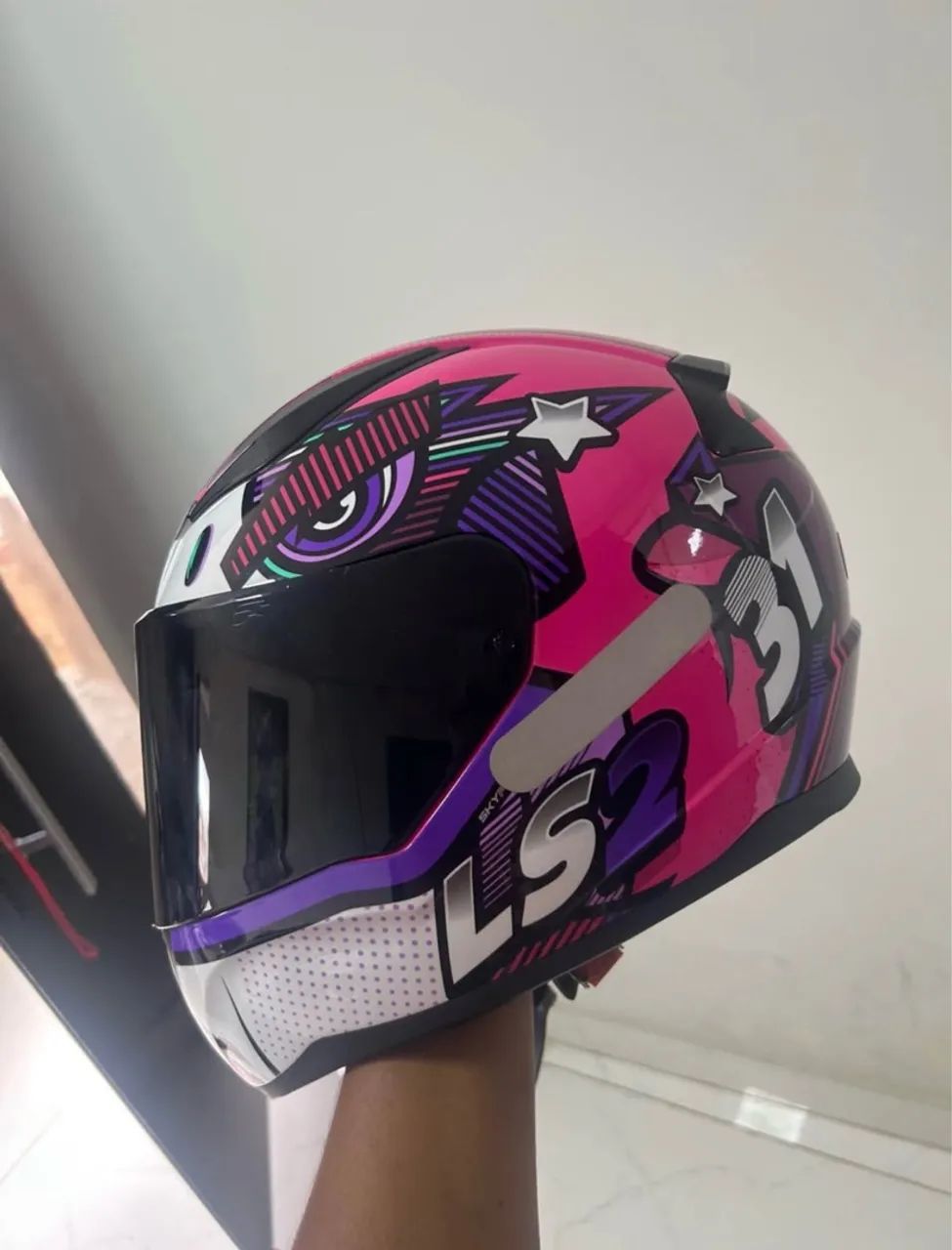Ls2 Ff353 Khan Rosa Roxo Branco 