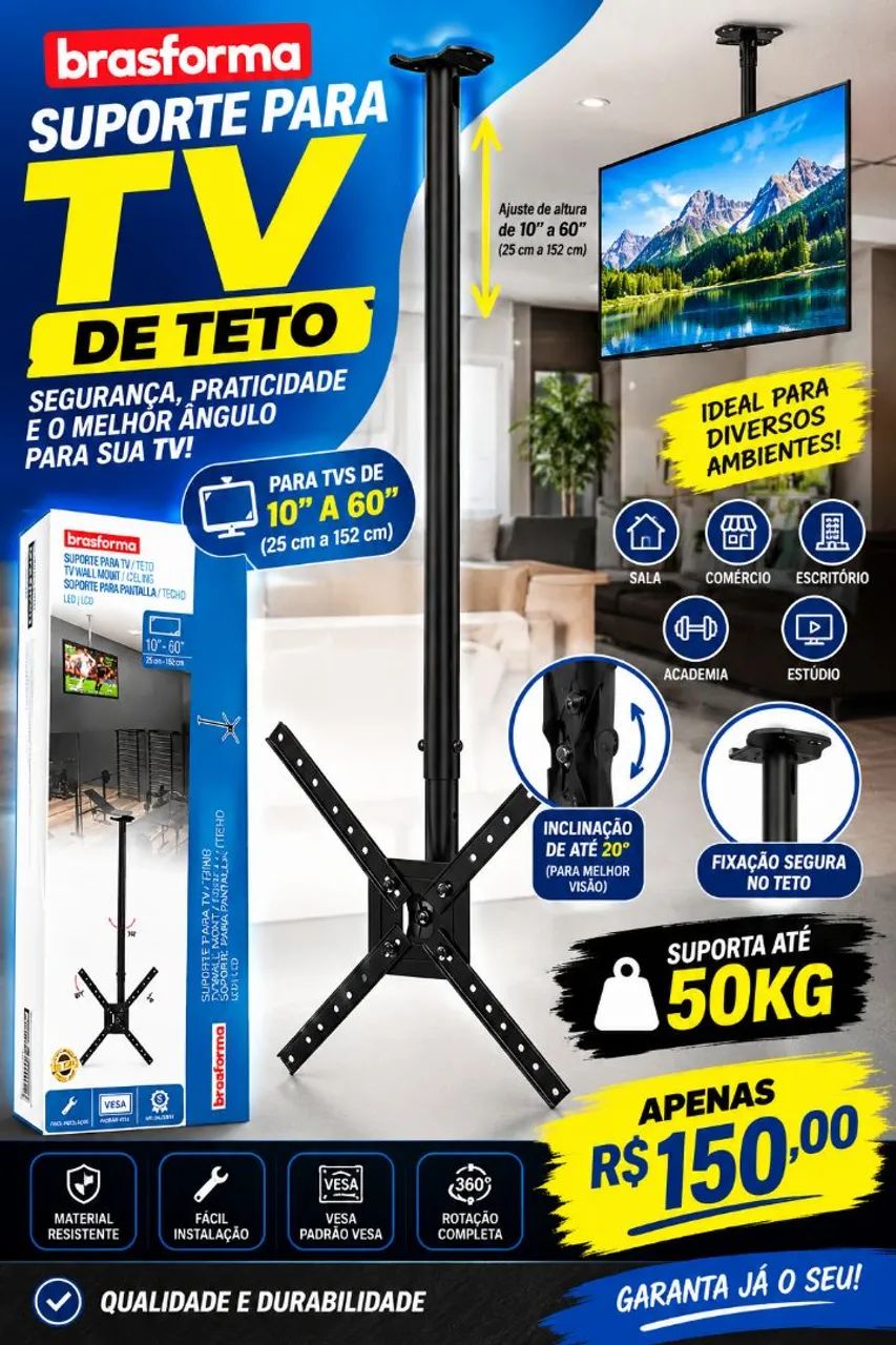 Suporte de Teto para TV Brasforma 