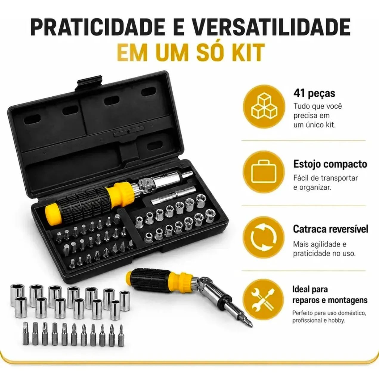 OFERTA - Jogo de chave combinada e kit de Soquetes e Bits com catraca - Ferramentas  - Foto 4