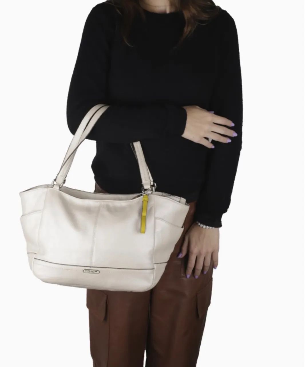 Bolsa Coach couro Off White