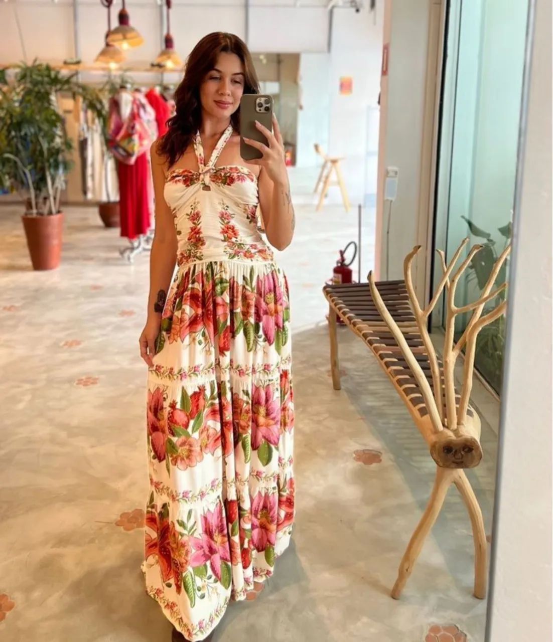 Vestido floral de verão longo farm TAM g  - Foto 5