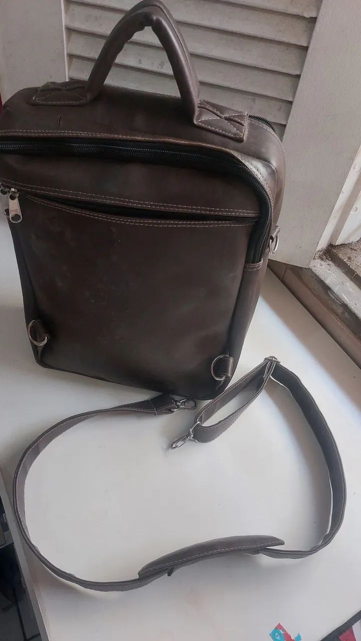 Mochila e bolsa de lado em couro executivo  - Foto 3