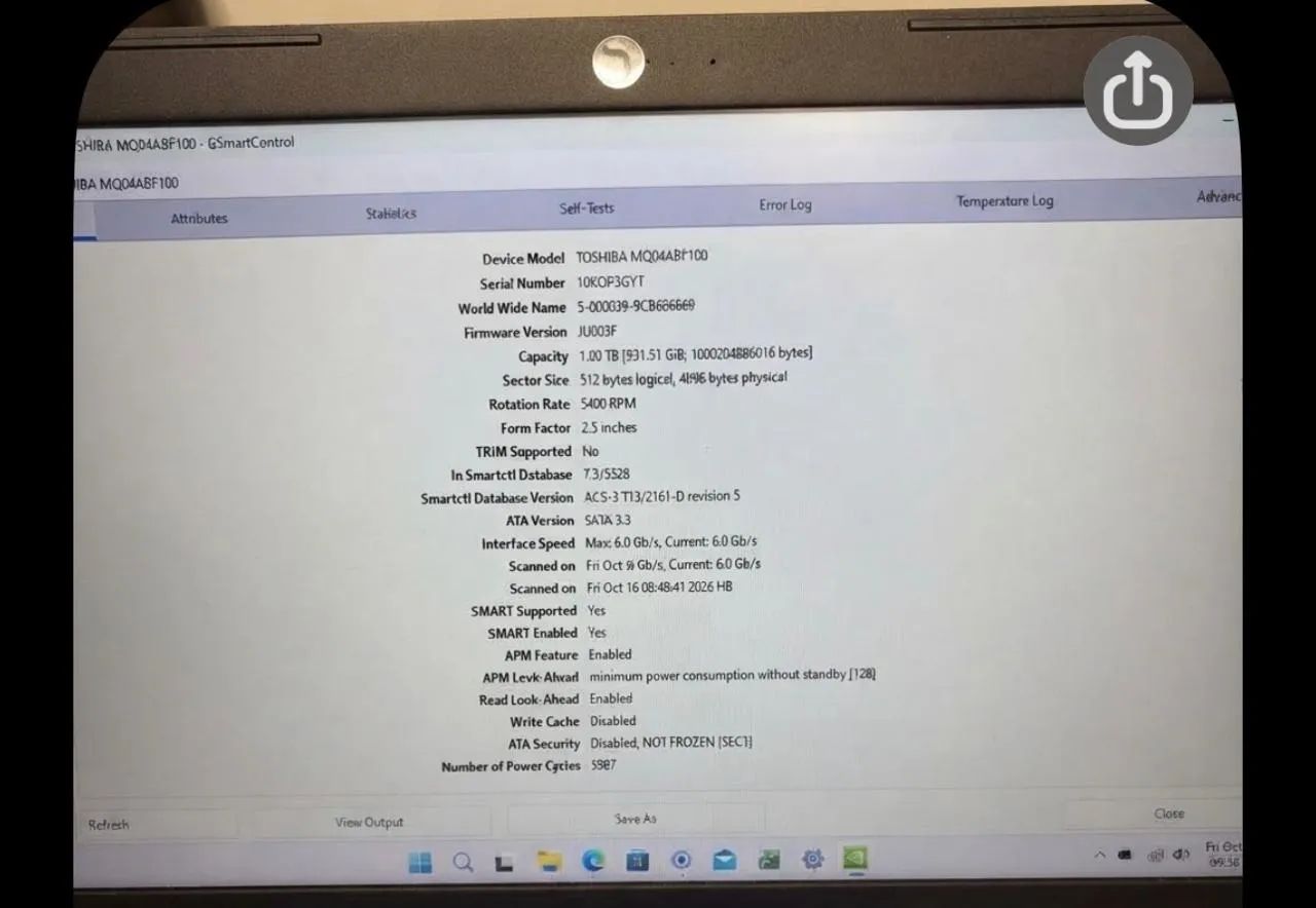 HD Interno de 1TB Toshiba (2.5 polegadas) - 100% Saudável, Testado e 100% Funcional! - Foto 5