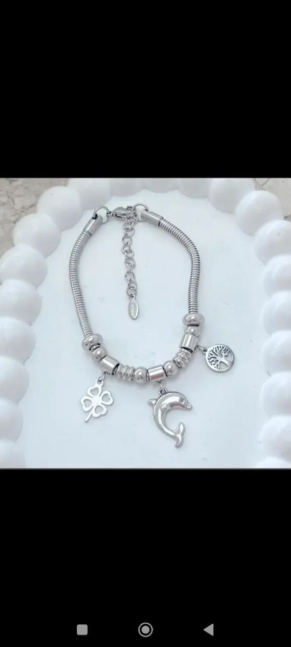Pulseira estilo Pandora montada ajustável aço inox  - Foto 4