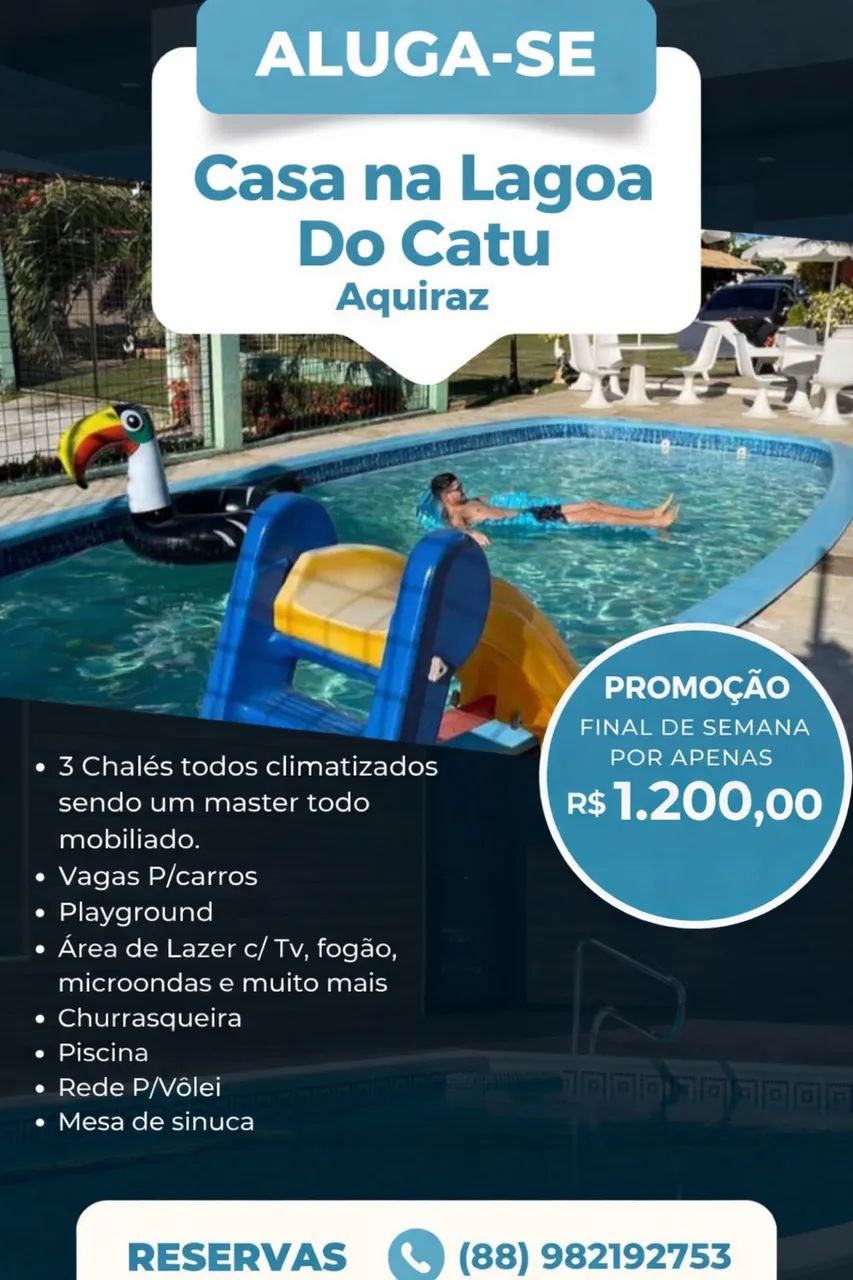 Aluguel para finais de semana na Lagoa do Catu - Aquiraz 