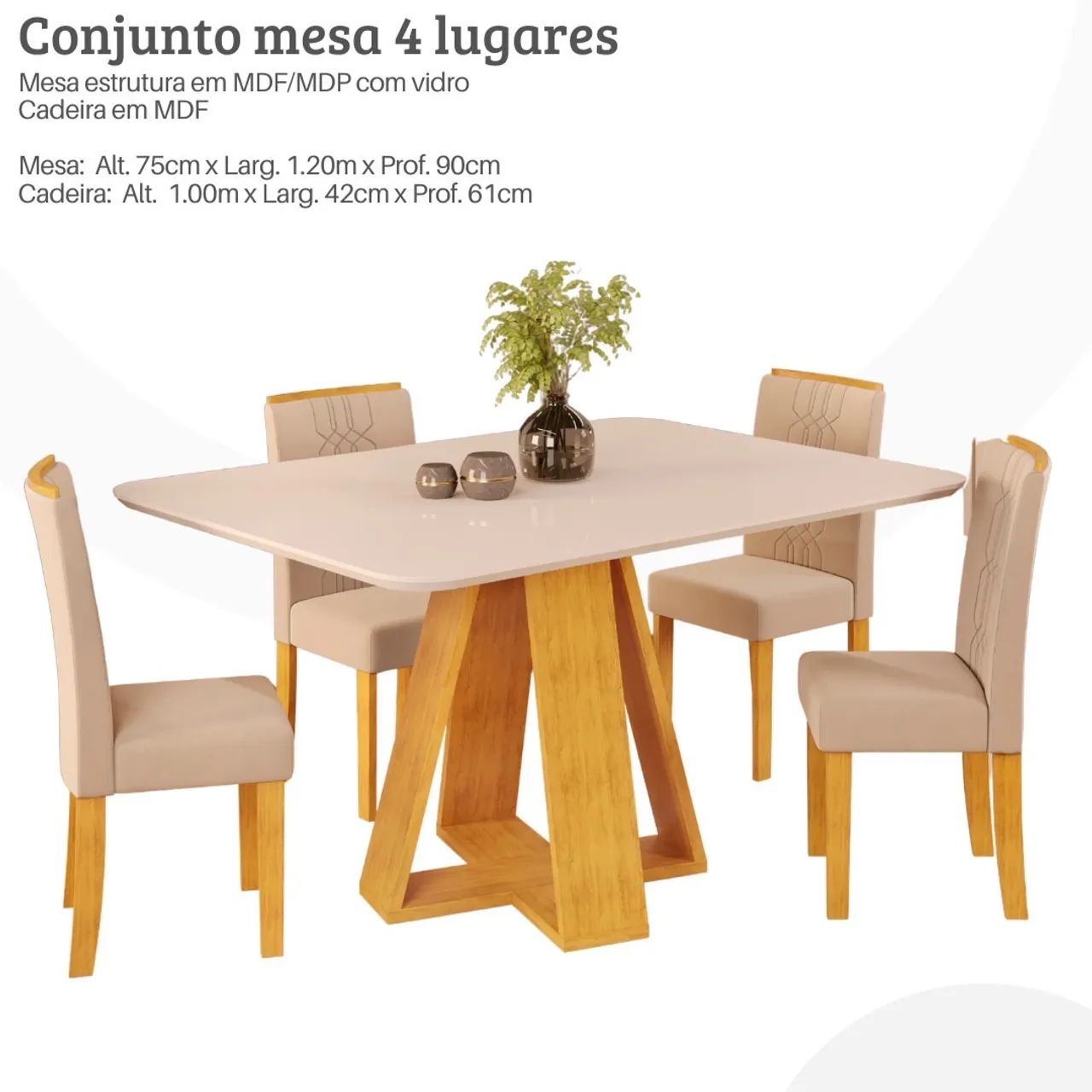Mesa de jantar com 4 cadeiras 