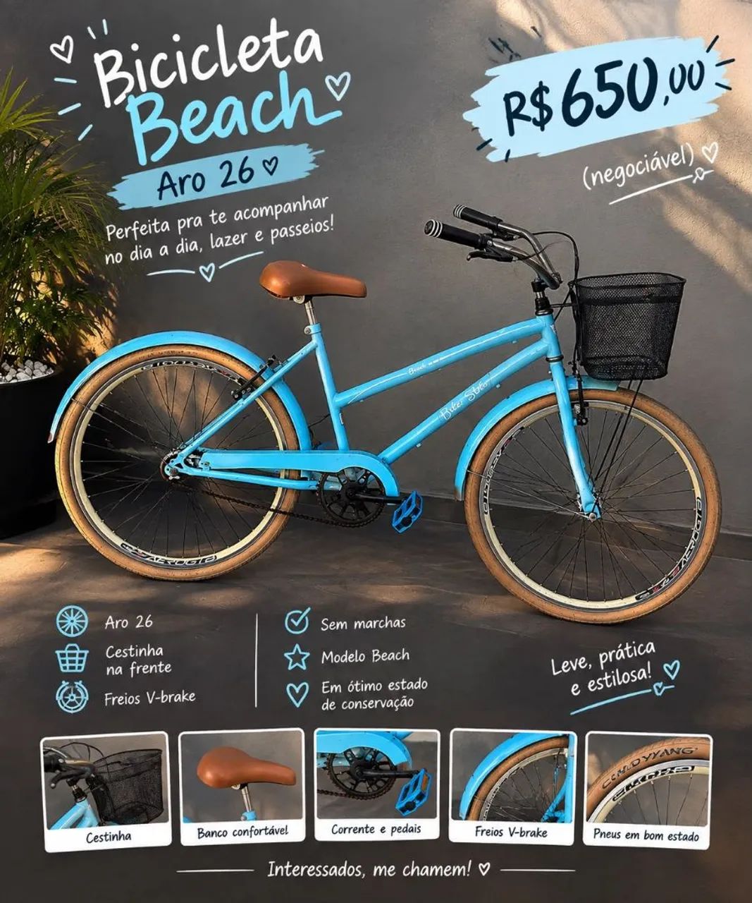 Vendo bicicleta retro feminina