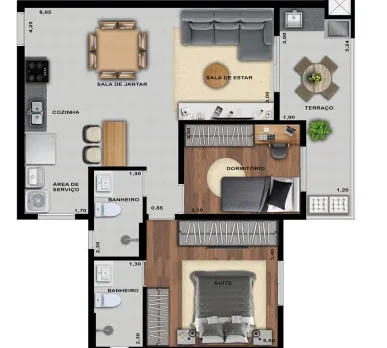 PLANTA 69m²