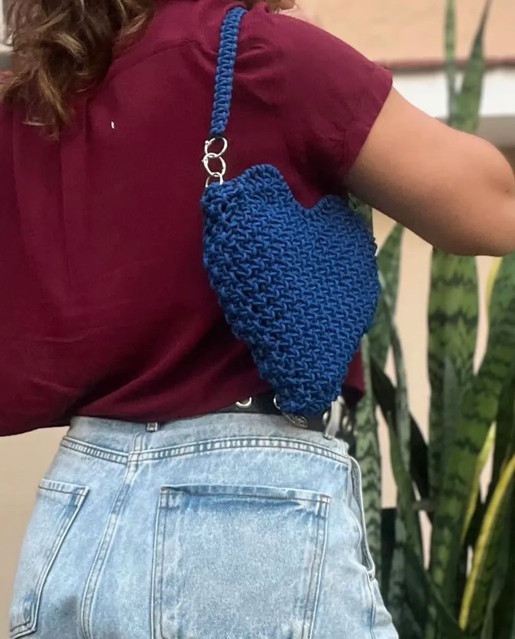 Bolsa de coração em macramê  - Foto 2
