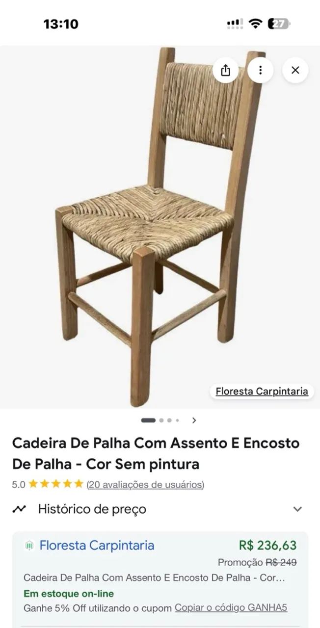 Conjunto cadeiras de palha  - Foto 2