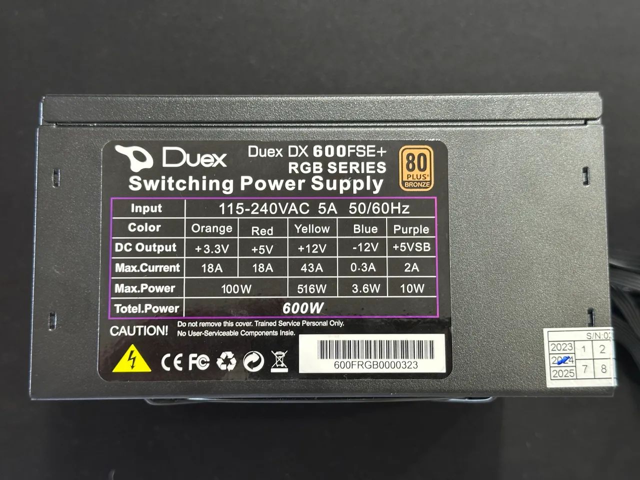 Fonte de pc 600w Duex Dx (80 PLUS BRONZE) - Foto 5