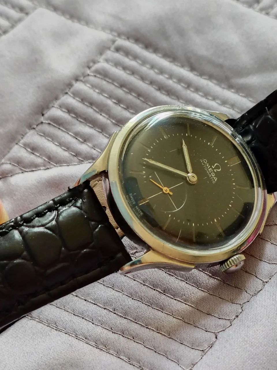 RARO RELÓGIO OMEGA AUTOMÁTICO BLACK DIAL SMALL SECONDS