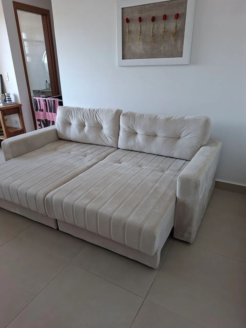 Sofá de madeira com a nota comprado Shopping Dom Pedro  - Foto 5