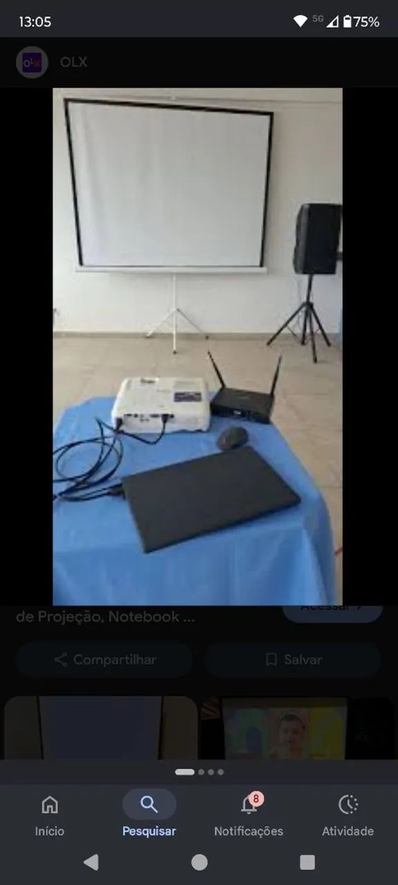 Alugo projetor com notebook 