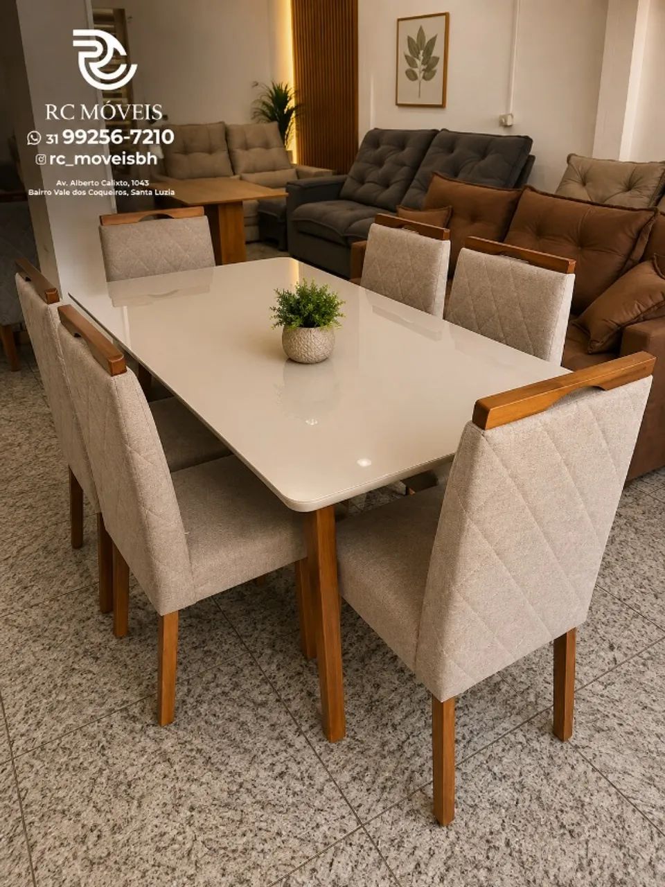 Conjunto Mesa de Jantar com 6 Cadeiras Madeira Tampo Vidro Laqueado 1,70x0,90 Preto - Foto 5