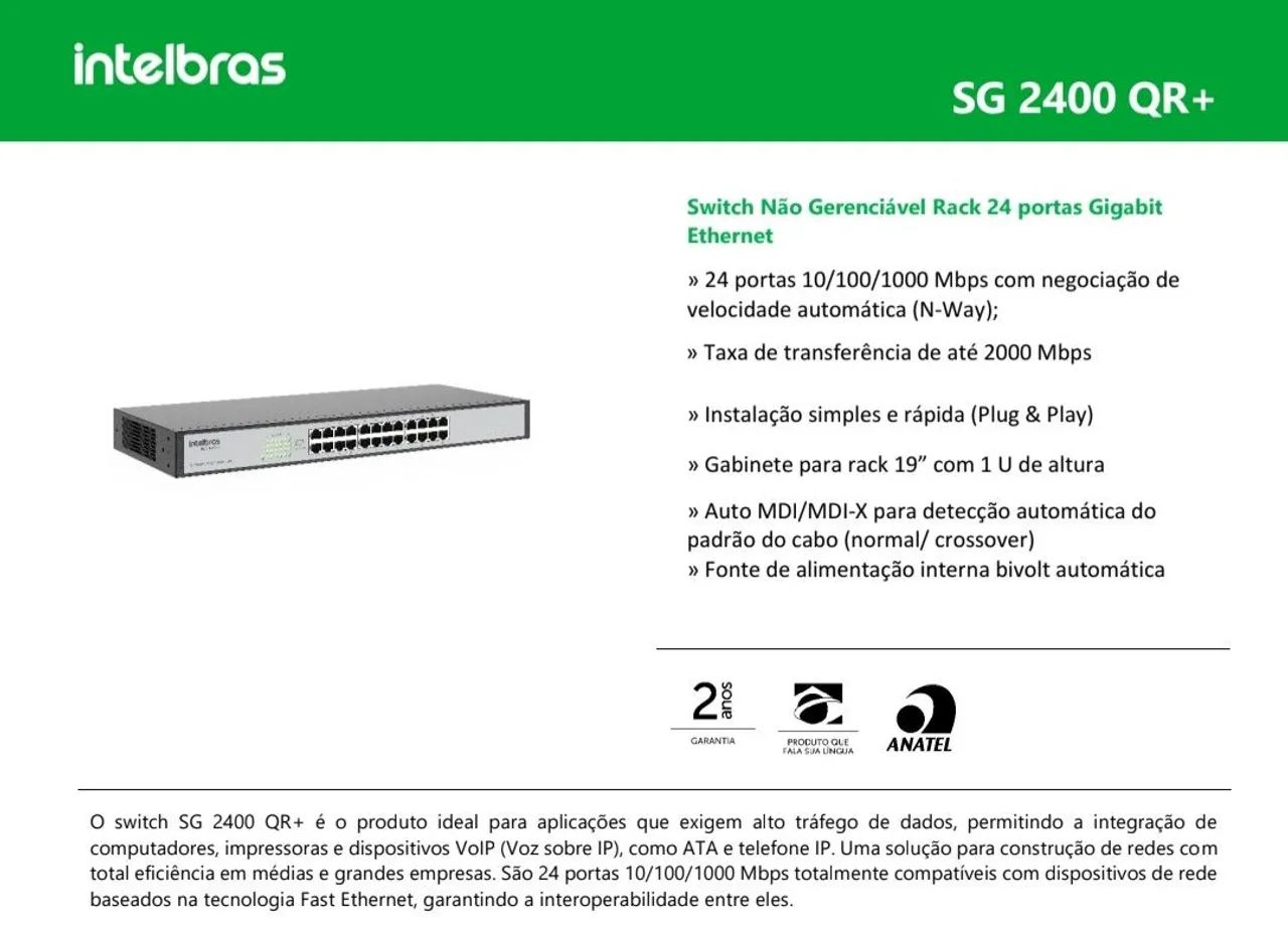 Switch Intelbras SF 2400 QR+ - Foto 2