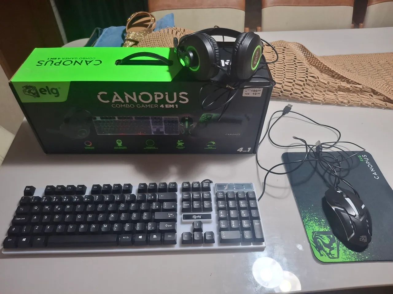 Kit gamer completo - mouse, teclado, fone e mousepad