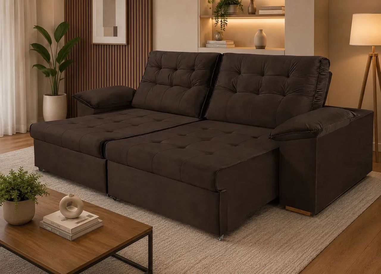 Sofá retrátil reclinável Modular Cinza Confortável e Moderno