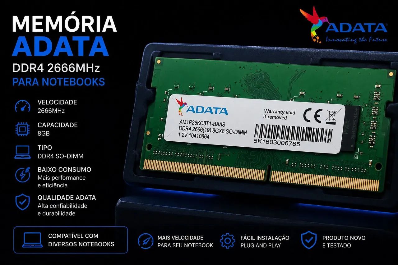 Memória RAM ddr4 adata 8 GB 2666 MHz notebook 