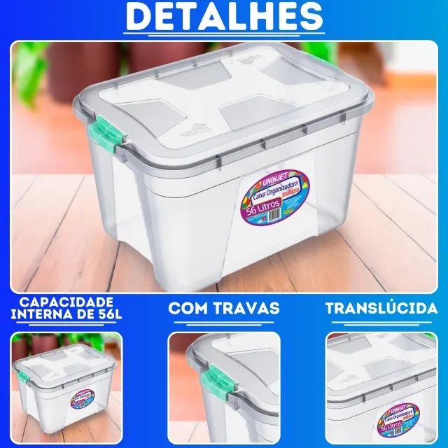 Caixa Organizadora 56 litros com trava - UNINJET - Foto 3