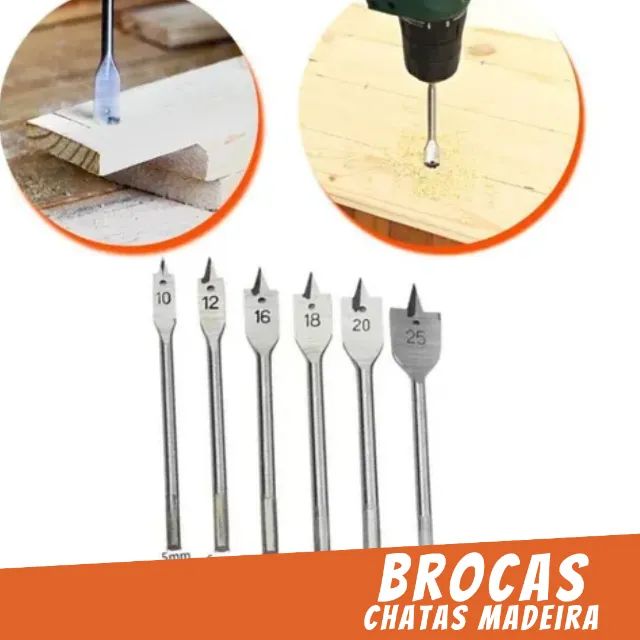 Brocas Chatas Para Madeira Jogo Com 06 Peças _ FE38 - Foto 3