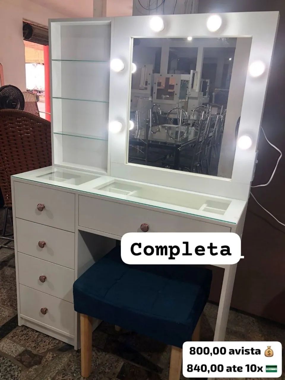 Penteadeira 5 gavetas  com prateleira MDF  - Foto 2