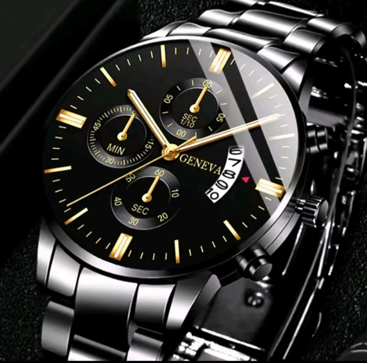 Relógio geneva aro 40 mm lindo.