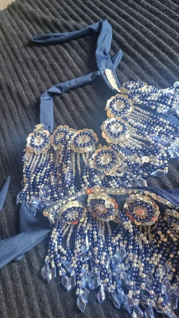 Roupa dança do ventre azul prata - Foto 2