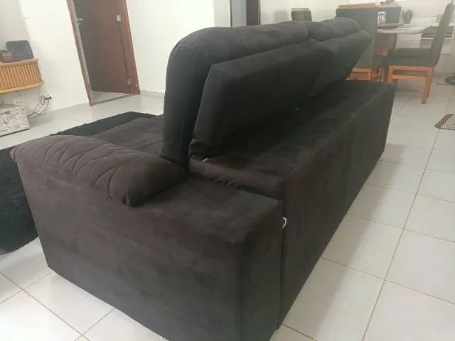 Sofá Retrátil e Reclinável Suede Preto 2 lugares - Foto 3