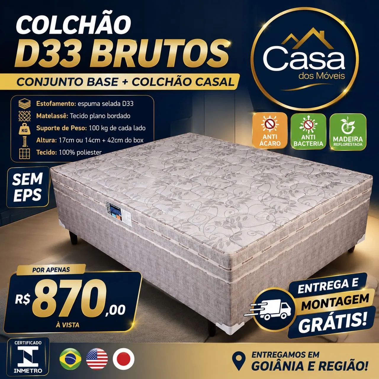 Cama casal Brutus espuma D33
