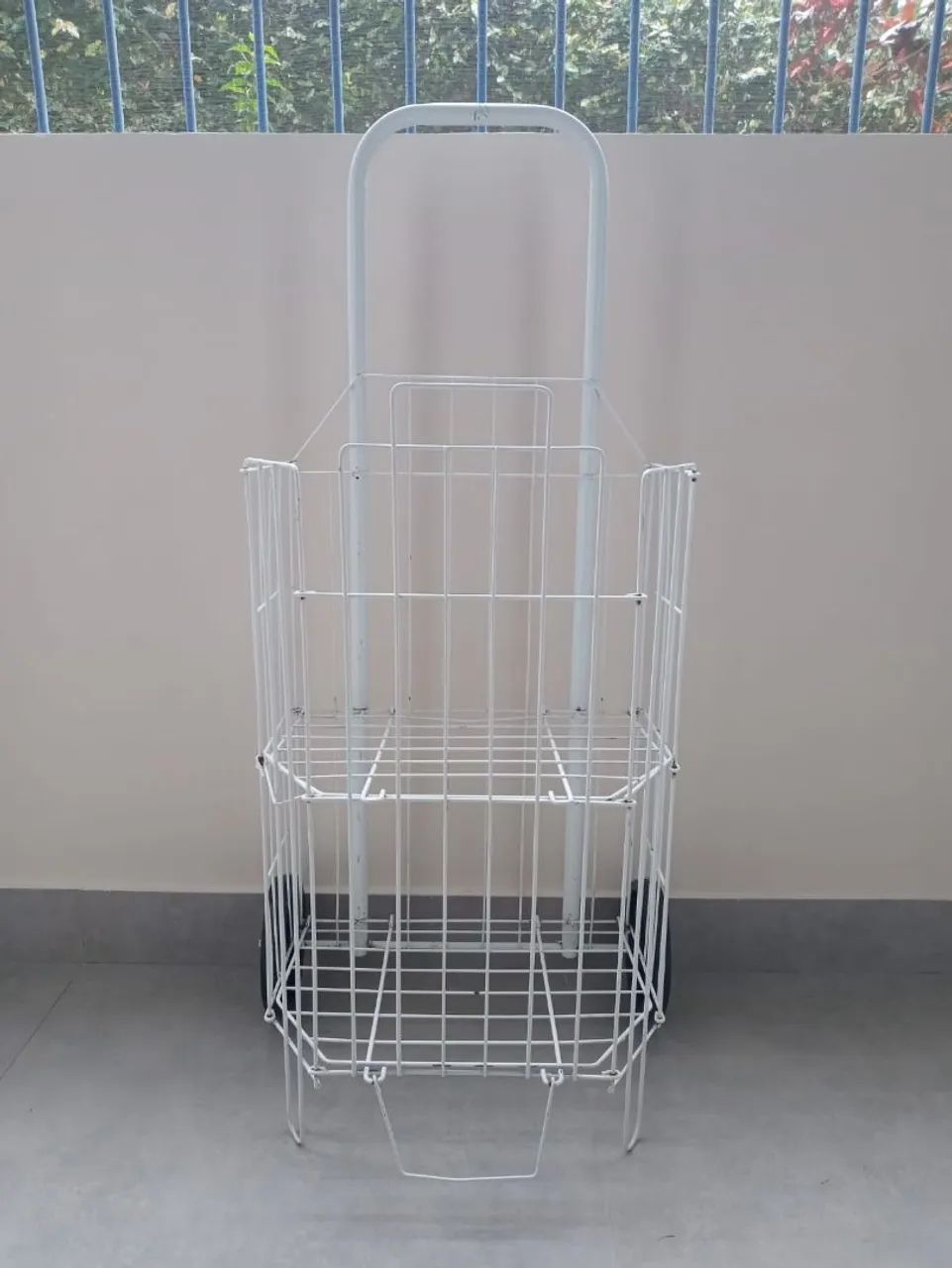 Carrinho Feira Metal Dobrável Branco 
