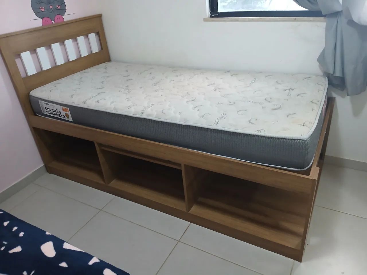 Conjunto Cama Baú com colchão seminovos - Foto 4